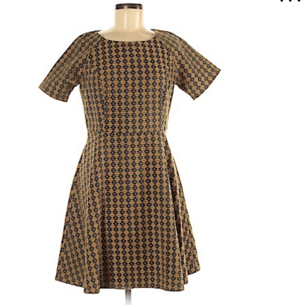 Ruby Bell Yellow Grey Patterned Dress - image 6
